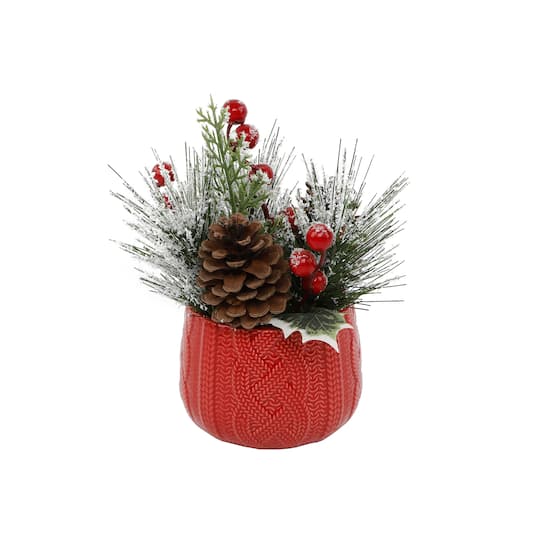 Christmas Mix In Red Ceramic Sweater Pot
